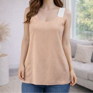 Club Monaco Peach White Sleeveless Silk Blouse Top